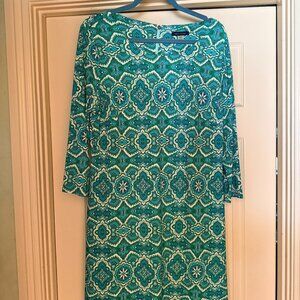 Colorful women's dress from Tommy Hilfiger. Size 14. Zipper back.